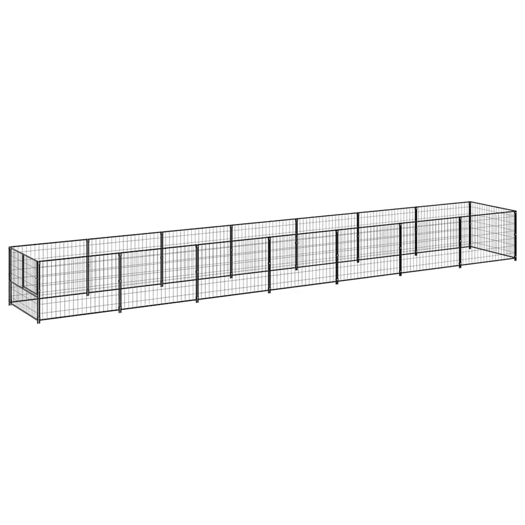Dog Kennel Outdoor Play Area 7m² Steel Wire Mesh Black