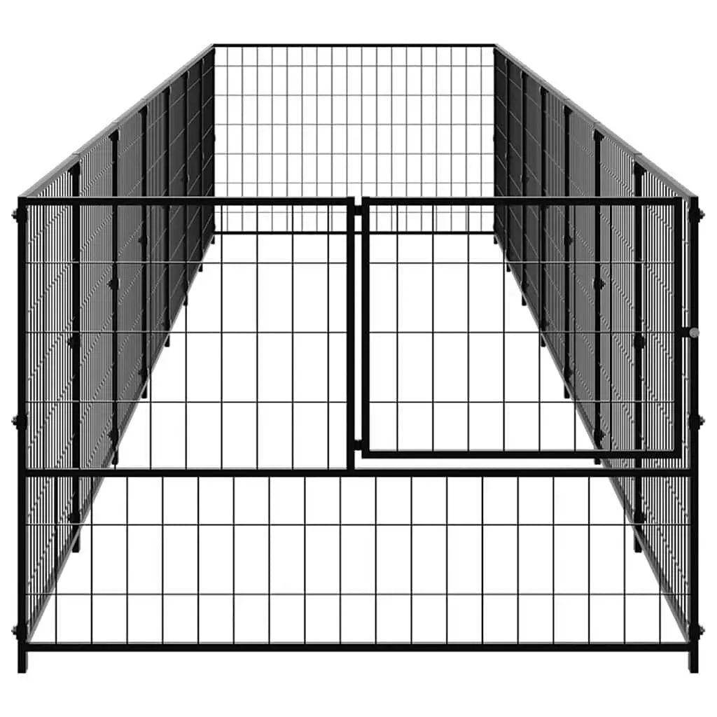 Dog Kennel Outdoor Play Area 7m² Steel Wire Mesh Black