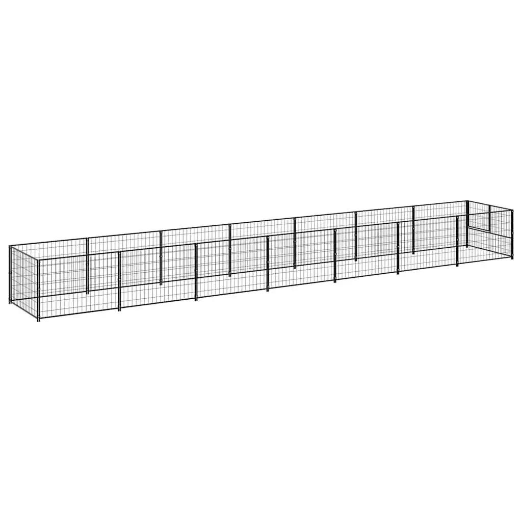 Dog Kennel Outdoor Play Area 7m² Steel Wire Mesh Black