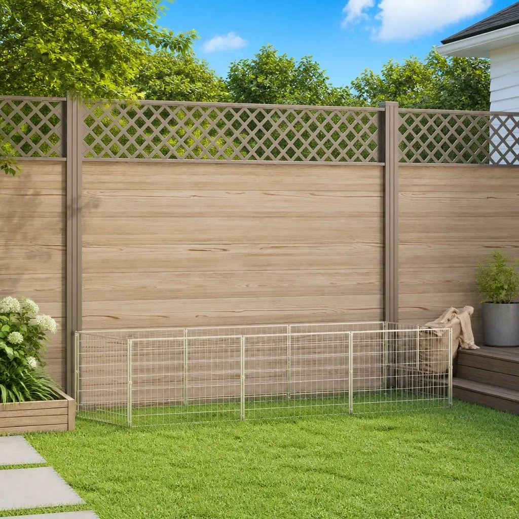 Dog Kennel Outdoor Exercise Pen 3m² Silver Steel Wire Mesh Enclosure