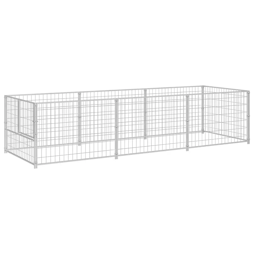 Dog Kennel Outdoor Exercise Pen 3m² Silver Steel Wire Mesh Enclosure