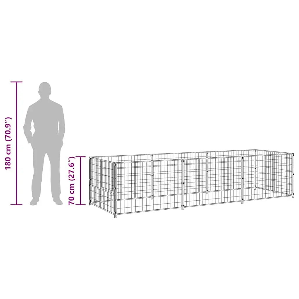 Dog Kennel Outdoor Exercise Pen 3m² Silver Steel Wire Mesh Enclosure