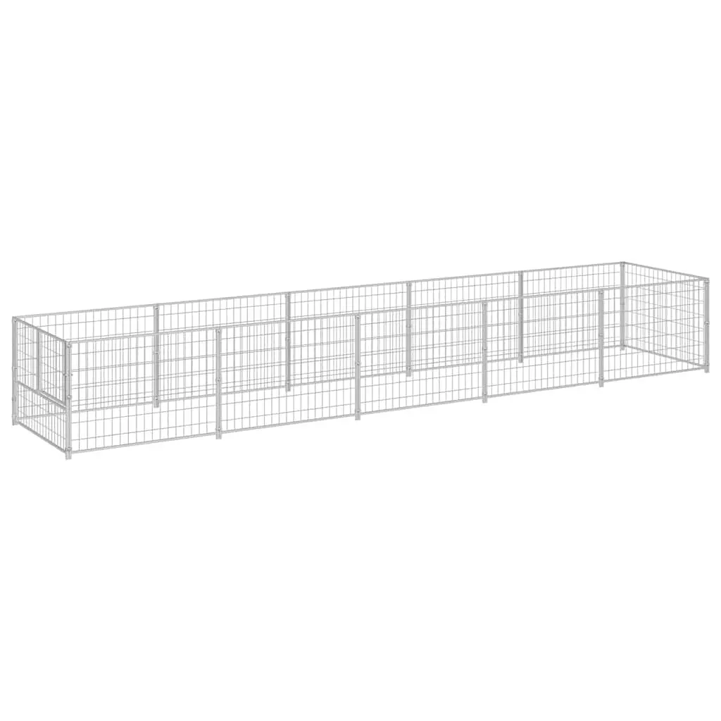 Dog Kennel Outdoor Exercise Enclosure 5m² Silver Steel Wire Mesh