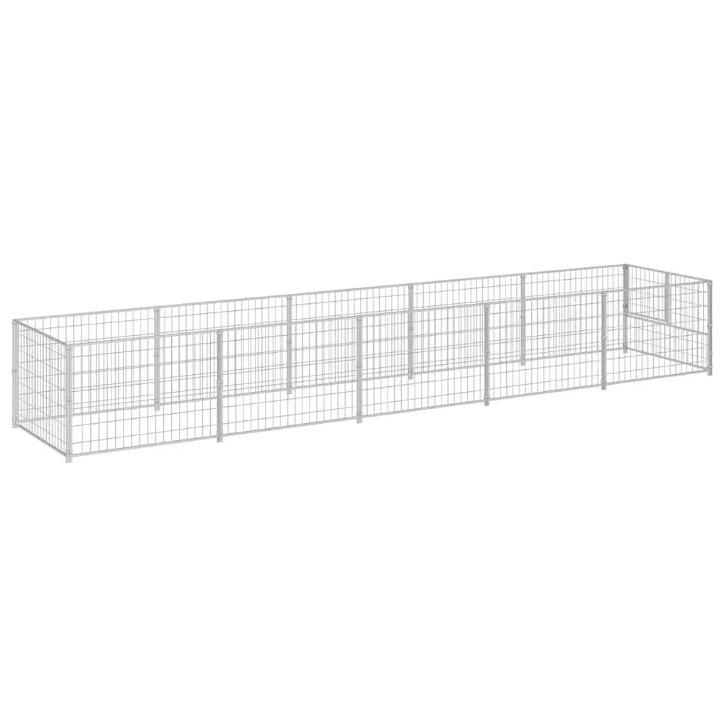 Dog Kennel Outdoor Exercise Enclosure 5m² Silver Steel Wire Mesh