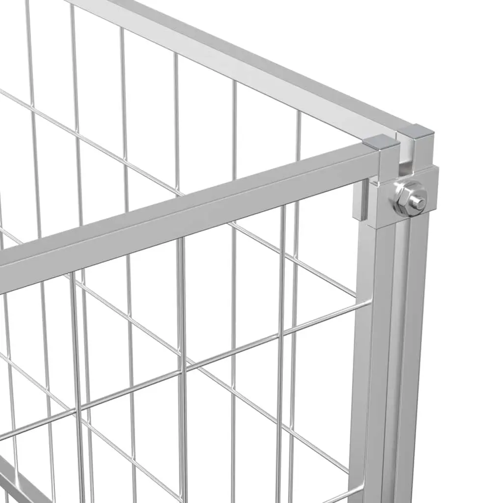 Dog Kennel Outdoor Exercise Enclosure 5m² Silver Steel Wire Mesh
