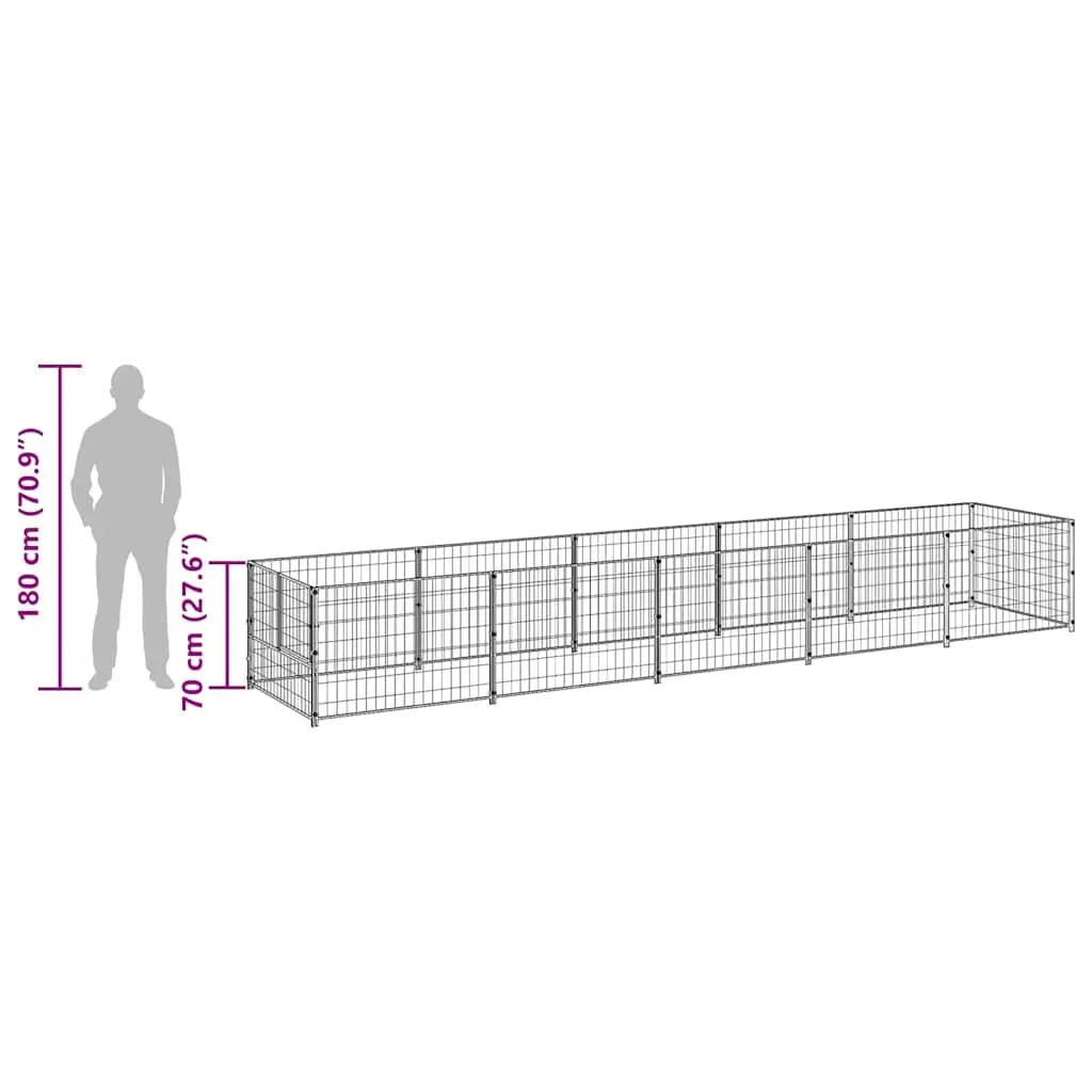 Dog Kennel Outdoor Exercise Enclosure 5m² Silver Steel Wire Mesh