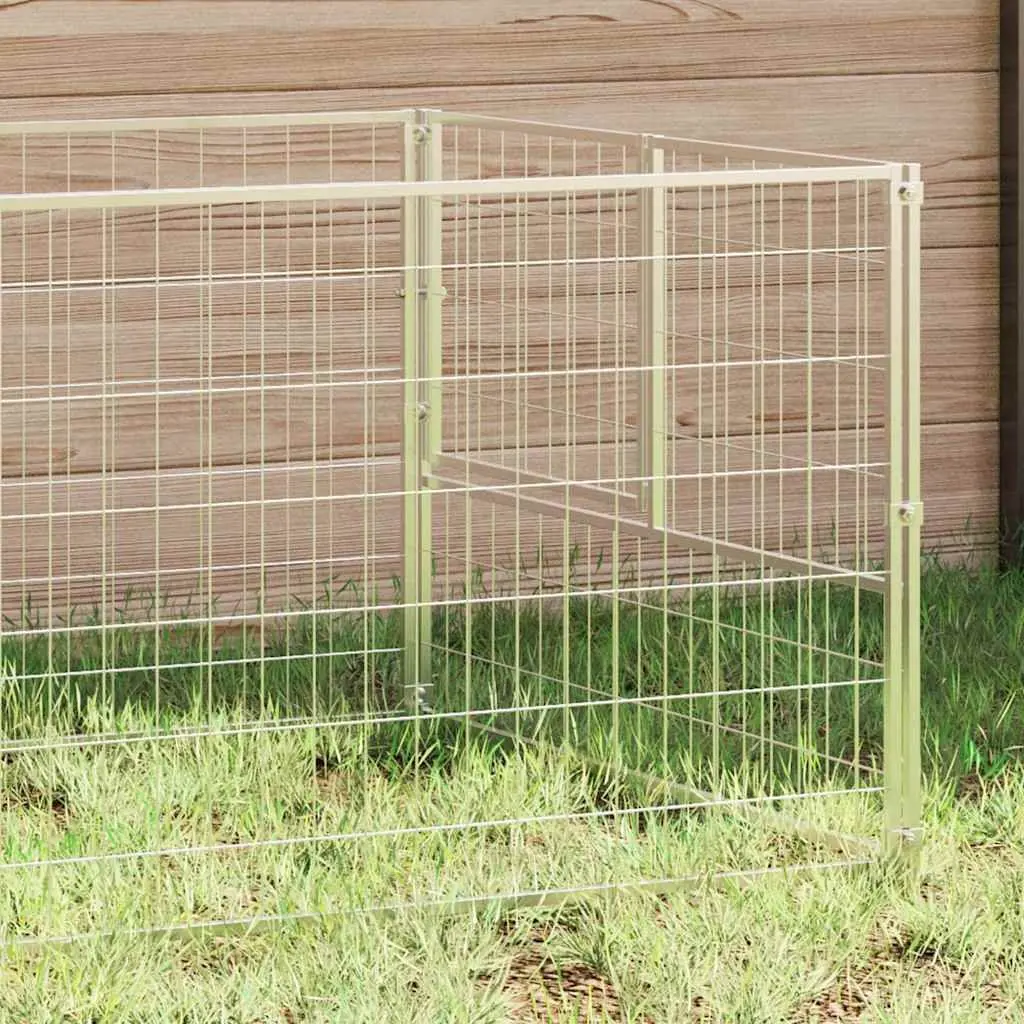 Dog Kennel Outdoor Pet Enclosure 7 m² Steel Wire Mesh Exercise Play Pen Silver