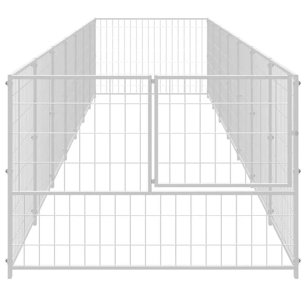 Dog Kennel Outdoor Pet Enclosure 7 m² Steel Wire Mesh Exercise Play Pen Silver