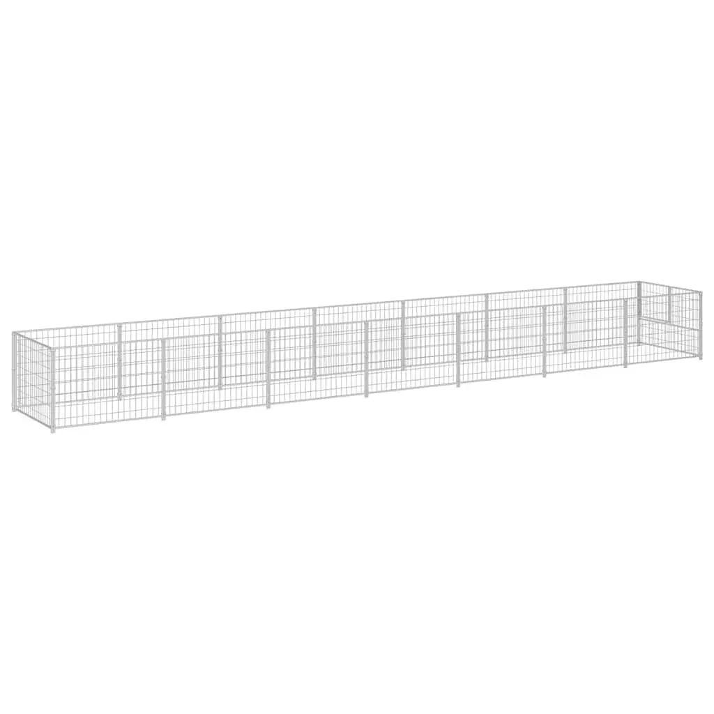 Dog Kennel Outdoor Pet Enclosure 7 m² Steel Wire Mesh Exercise Play Pen Silver