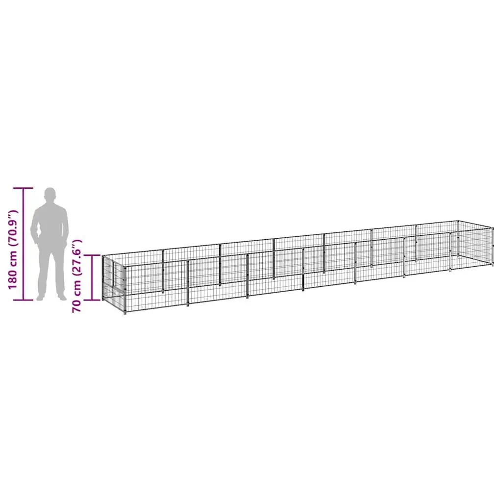 Dog Kennel Outdoor Pet Enclosure 7 m² Steel Wire Mesh Exercise Play Pen Silver
