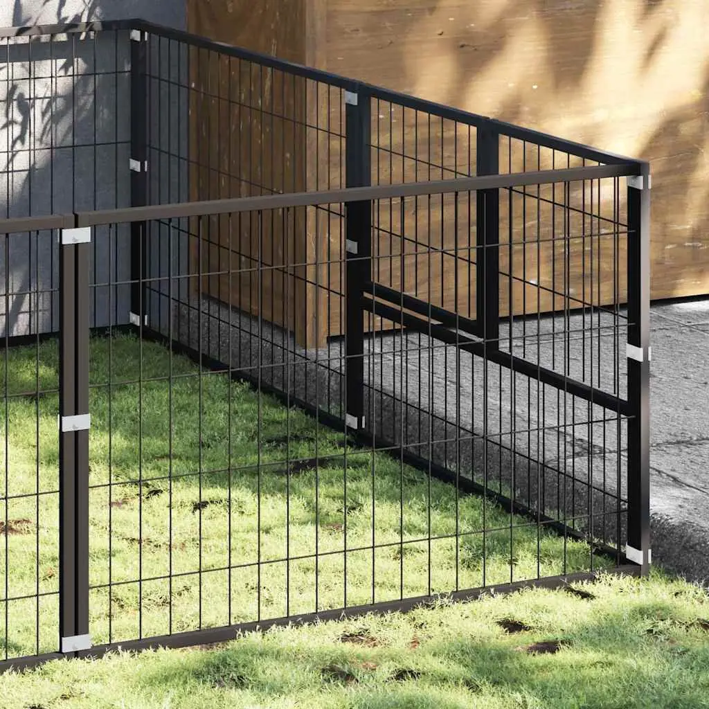 Dog Kennel Outdoor Exercise Play Area Large Black Steel Cage Enclosure