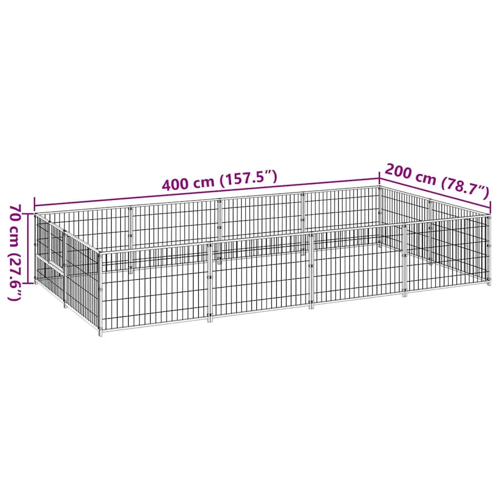Dog Kennel Outdoor Exercise Play Area Large Black Steel Cage Enclosure