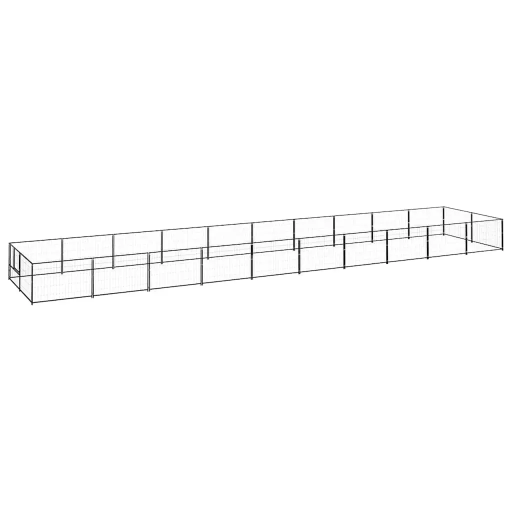 Dog Kennel Outdoor 20 m² Steel Wire Mesh Pet Enclosure Black