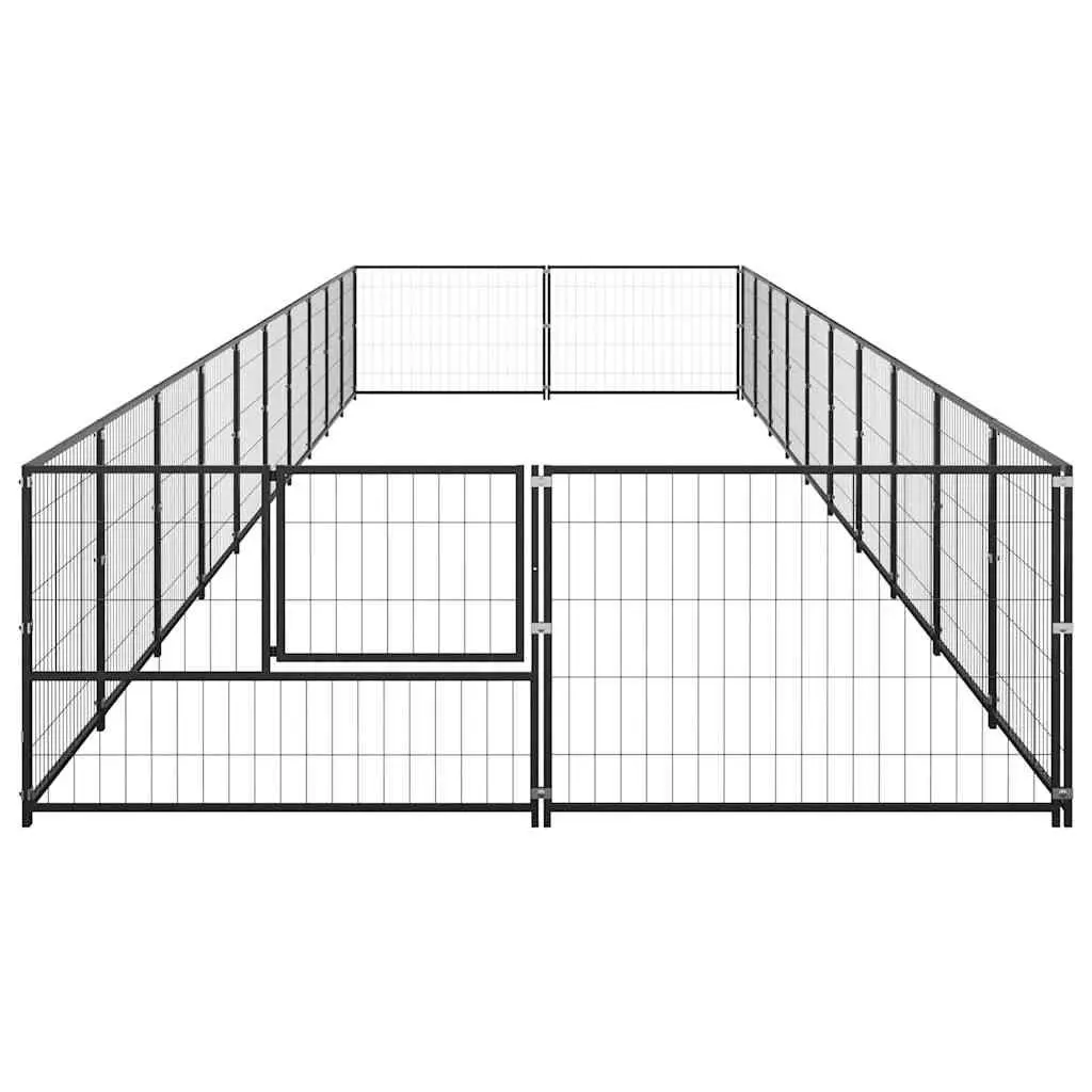 Dog Kennel Outdoor 20 m² Steel Wire Mesh Pet Enclosure Black