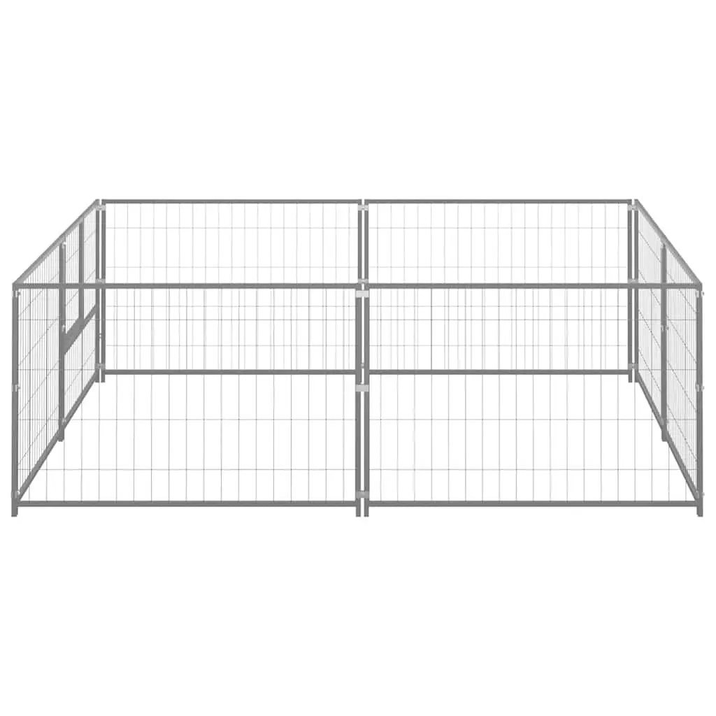 Dog Kennel Outdoor Pet Enclosure 4 m² Silver Steel Wire Mesh Run