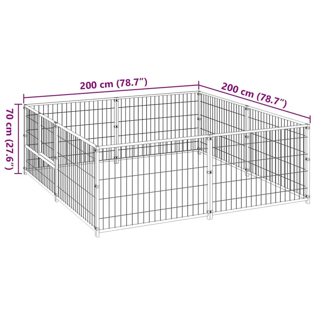 Dog Kennel Outdoor Pet Enclosure 4 m² Silver Steel Wire Mesh Run