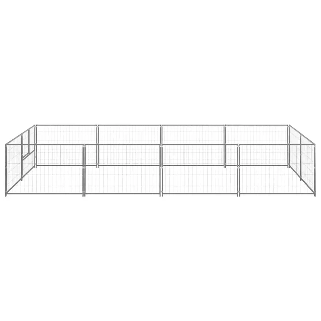 Dog Kennel Outdoor Pet Enclosure 8 m² Silver Steel Wire Mesh Run Lockable Door