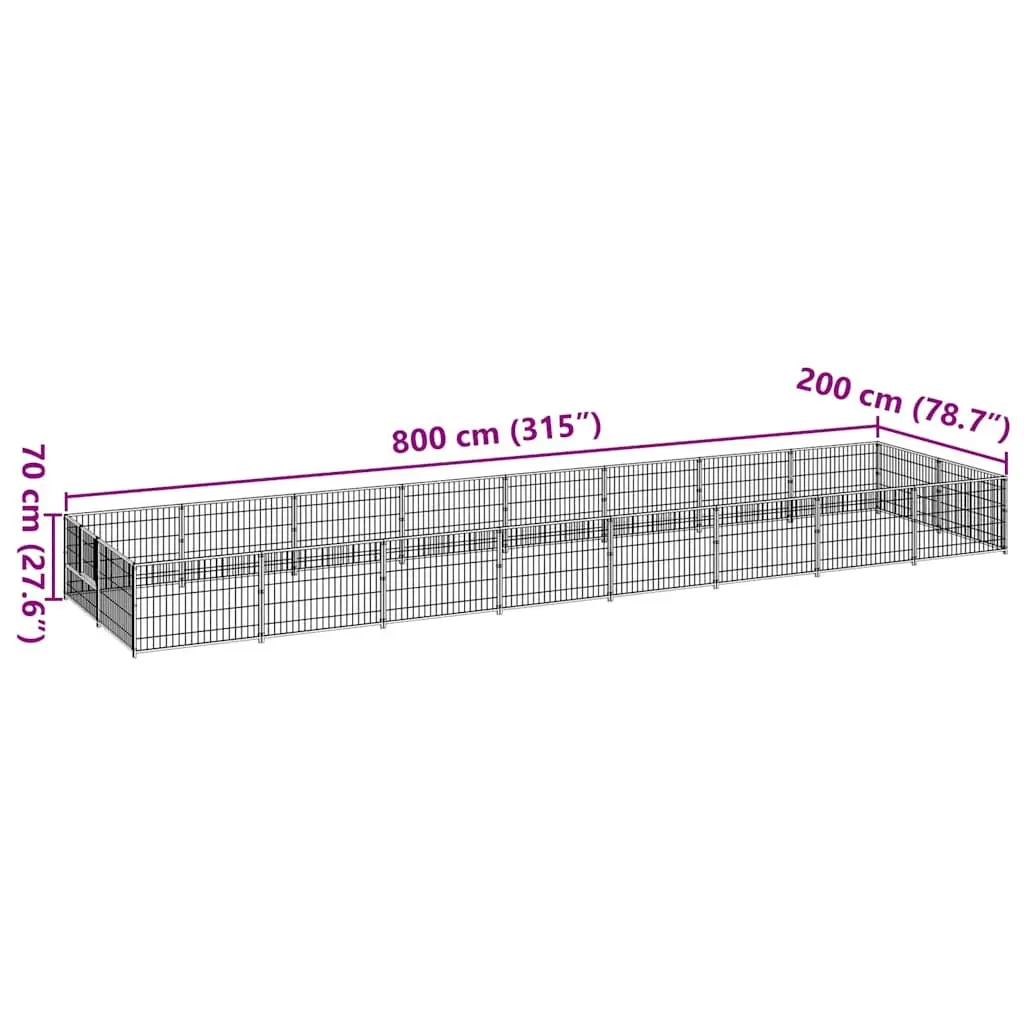 Dog Kennel Outdoor Play Pen Large Steel Wire Mesh Pet Enclosure Silver