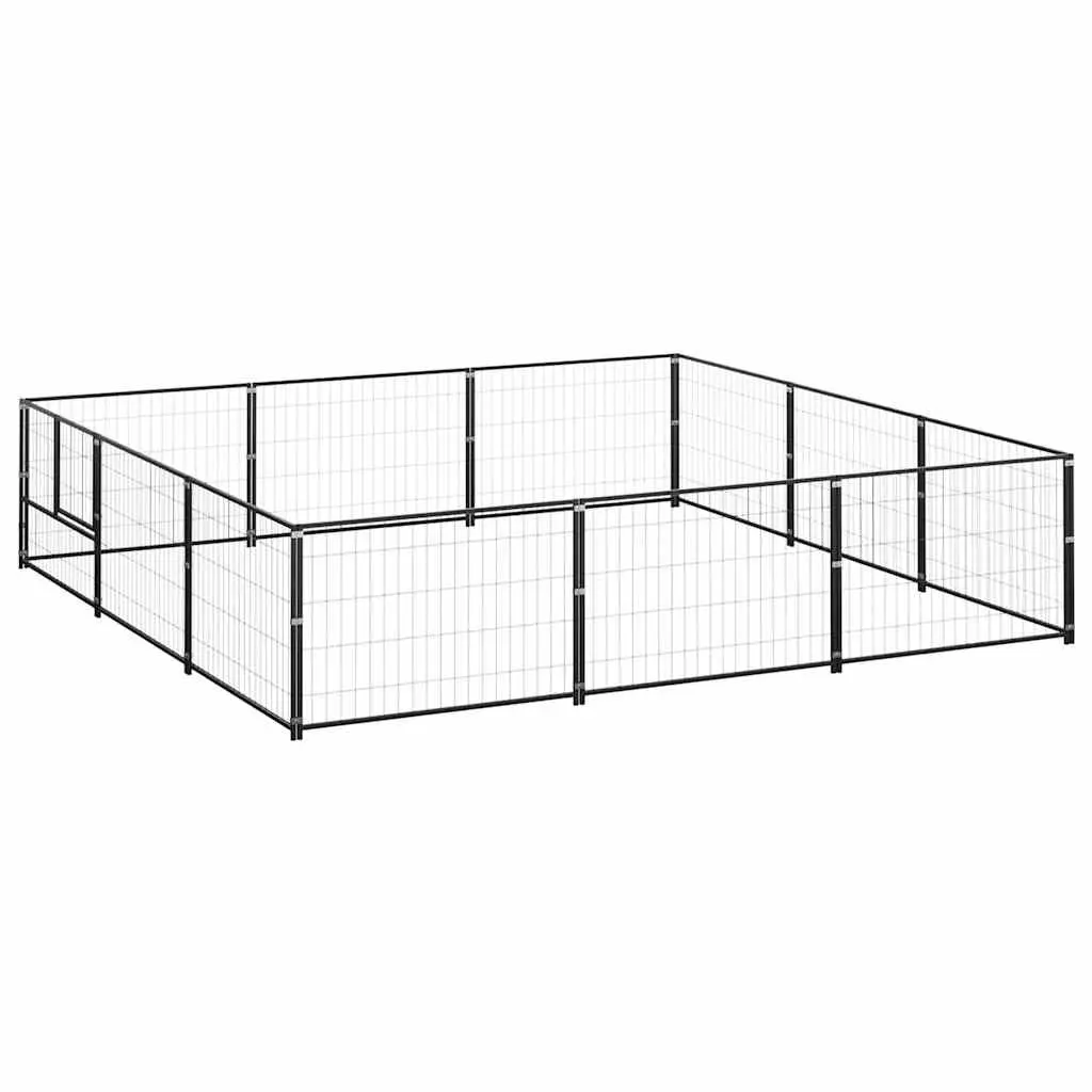 Dog Kennel Outdoor Pet Enclosure 9m² Steel Wire Mesh Lockable Door Black