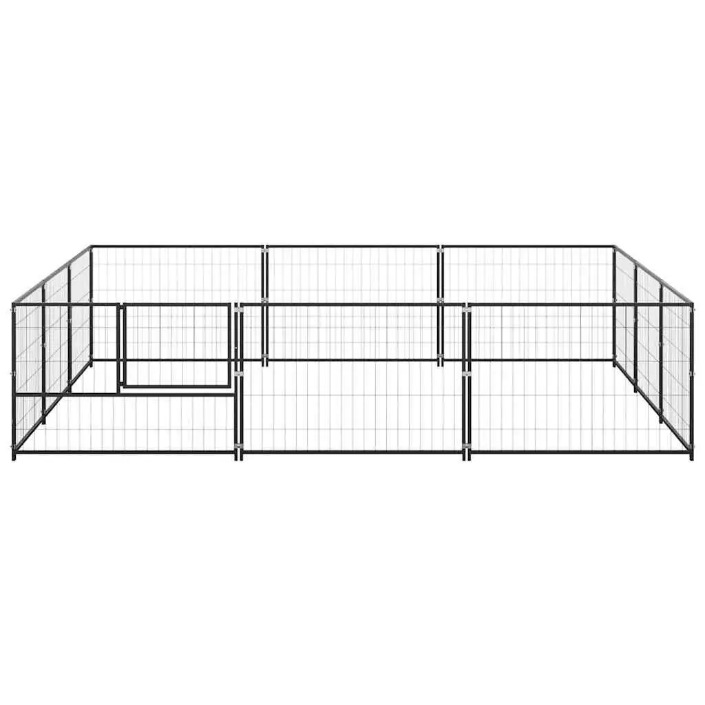 Dog Kennel Outdoor Pet Enclosure 9m² Steel Wire Mesh Lockable Door Black
