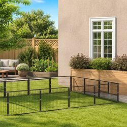 Dog Kennel Outdoor Pet Enclosure Steel Wire Mesh Large Exercise Space Lockable