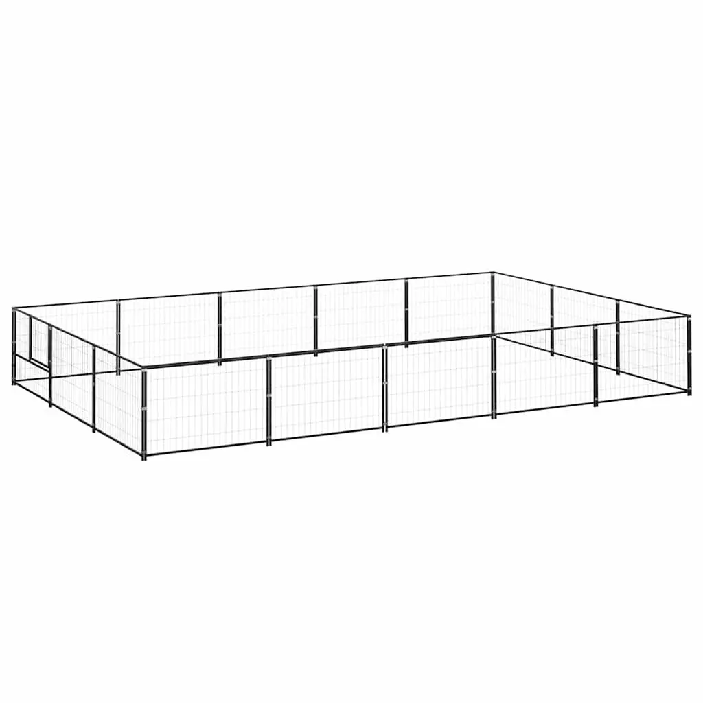 Dog Kennel Outdoor Exercise Space Large Steel Wire Mesh Lockable Black