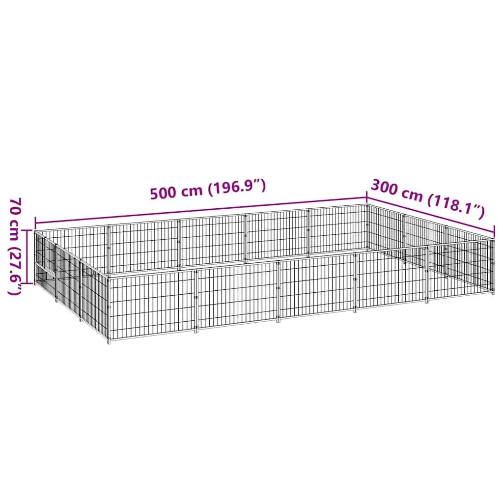 Dog Kennel Outdoor Exercise Space Large Steel Wire Mesh Lockable Black