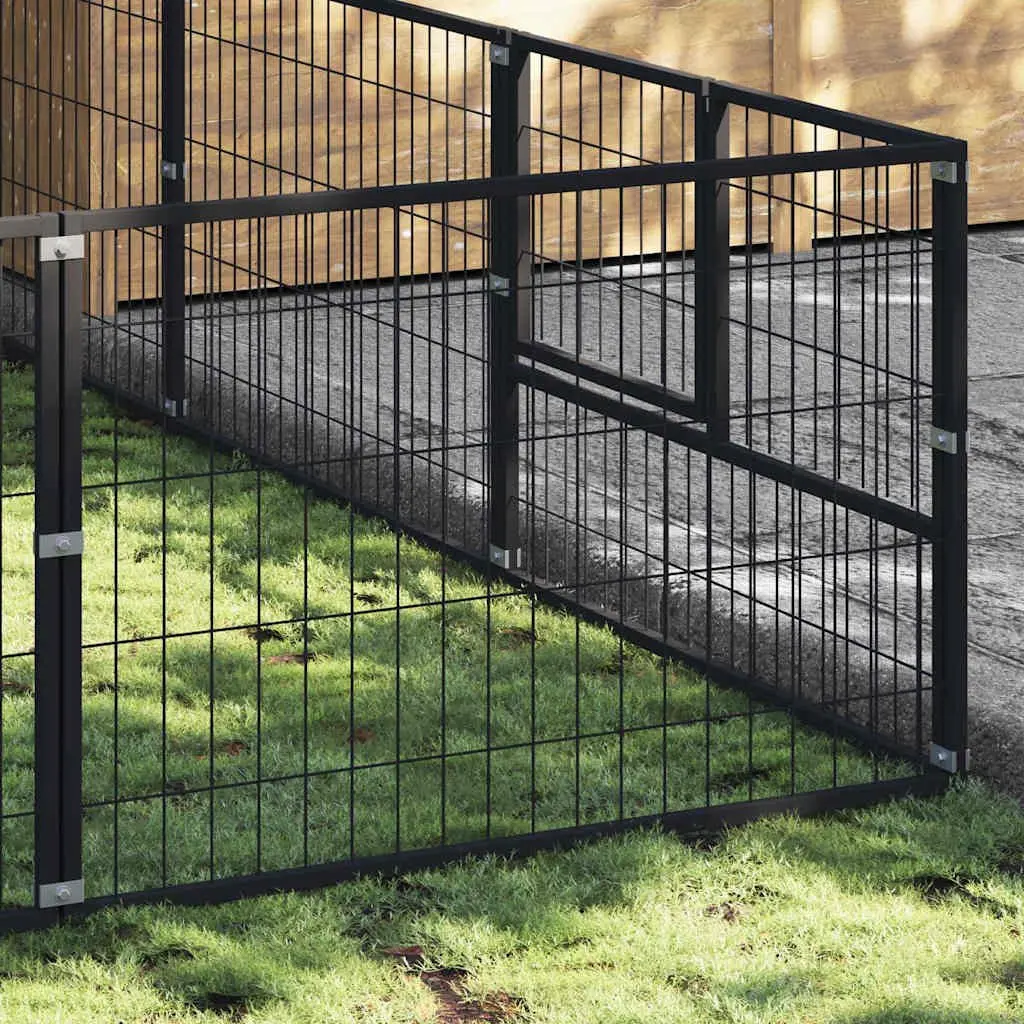 Dog Kennel Outdoor Enclosure 21m² Steel Wire Mesh Pet Exercise Run Pen Black