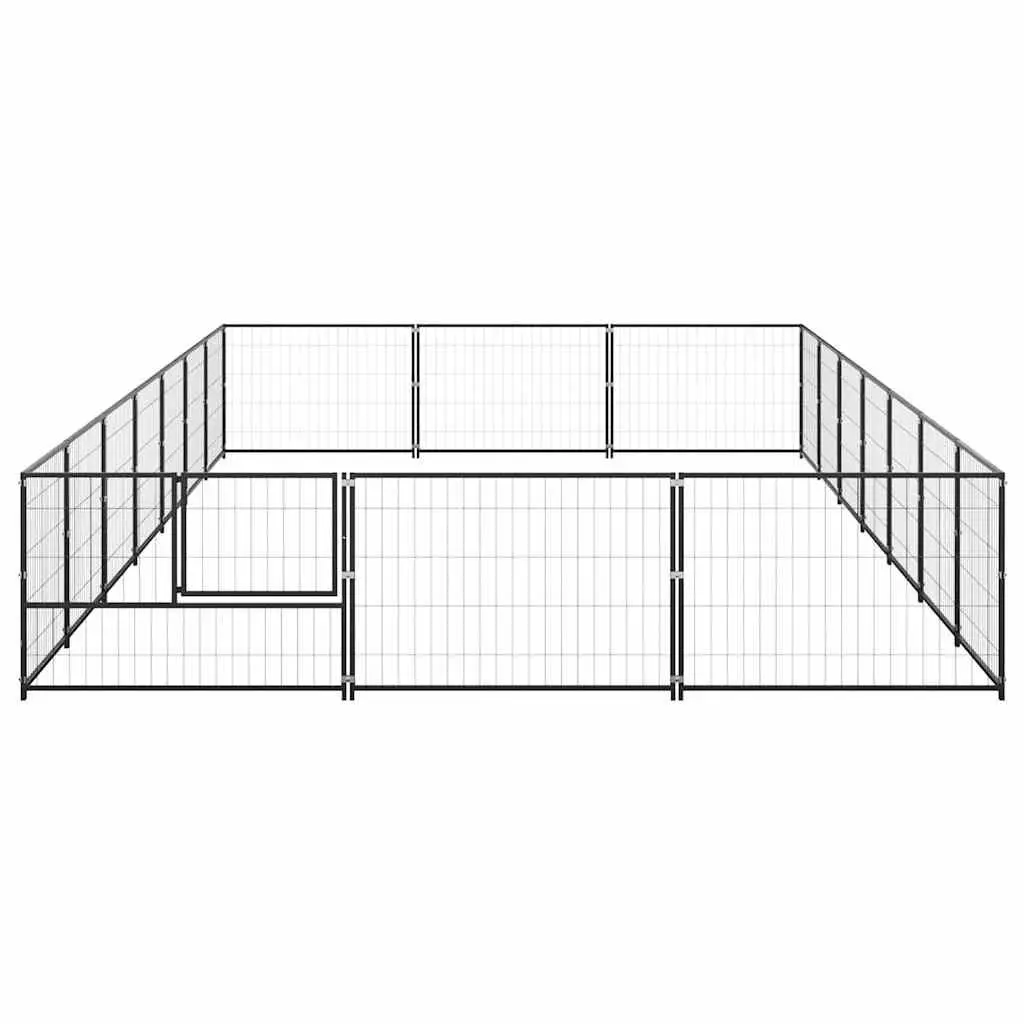 Dog Kennel Outdoor Enclosure 21m² Steel Wire Mesh Pet Exercise Run Pen Black