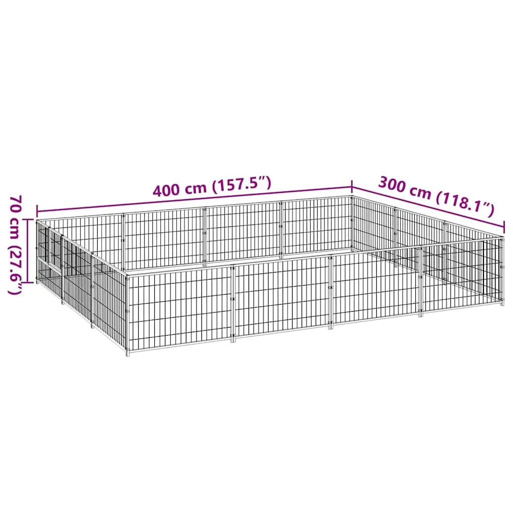 Dog Kennel Outdoor Pet Enclosure Steel Wire Mesh Exercise Pen Play Area 12m²