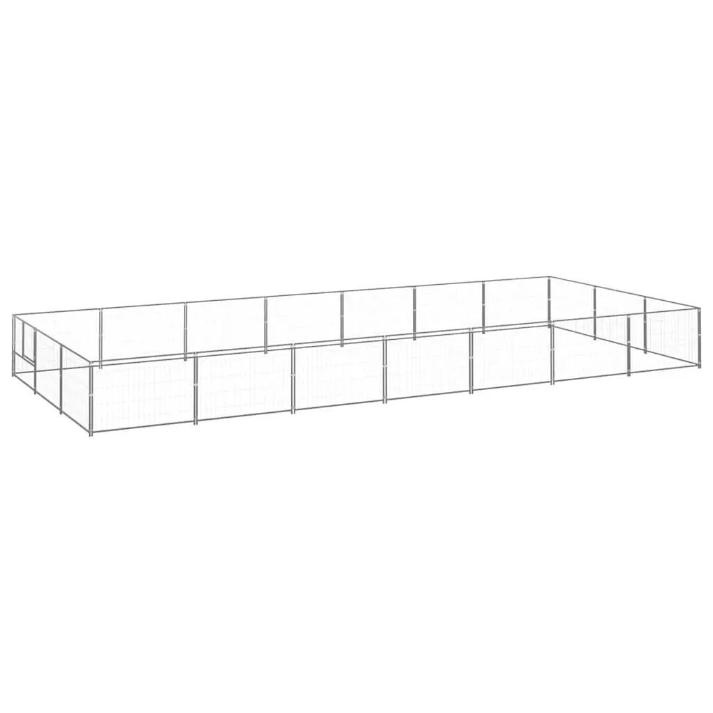 Dog Kennel Outdoor Pet Enclosure 21 m² Steel Wire Mesh Silver