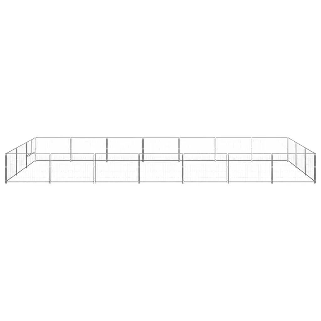 Dog Kennel Outdoor Pet Enclosure 21 m² Steel Wire Mesh Silver