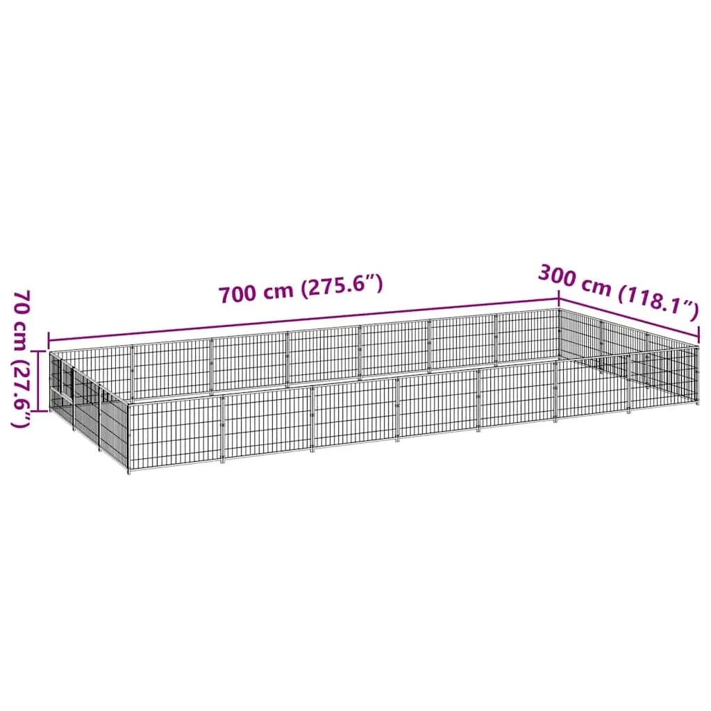 Dog Kennel Outdoor Pet Enclosure 21 m² Steel Wire Mesh Silver