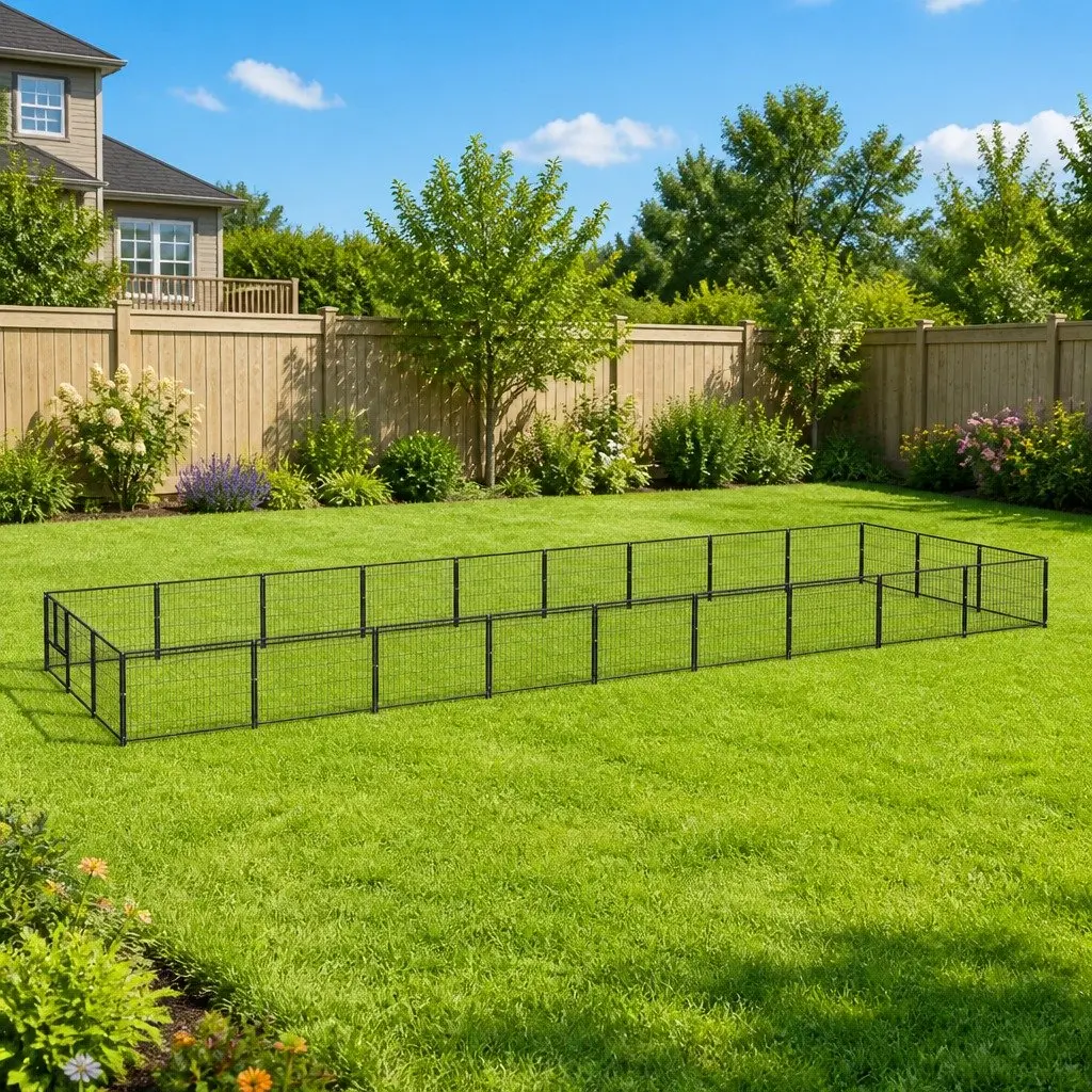 Dog Kennel Outdoor Play Enclosure 27 m² Steel Wire Mesh Exercise Cage Silver