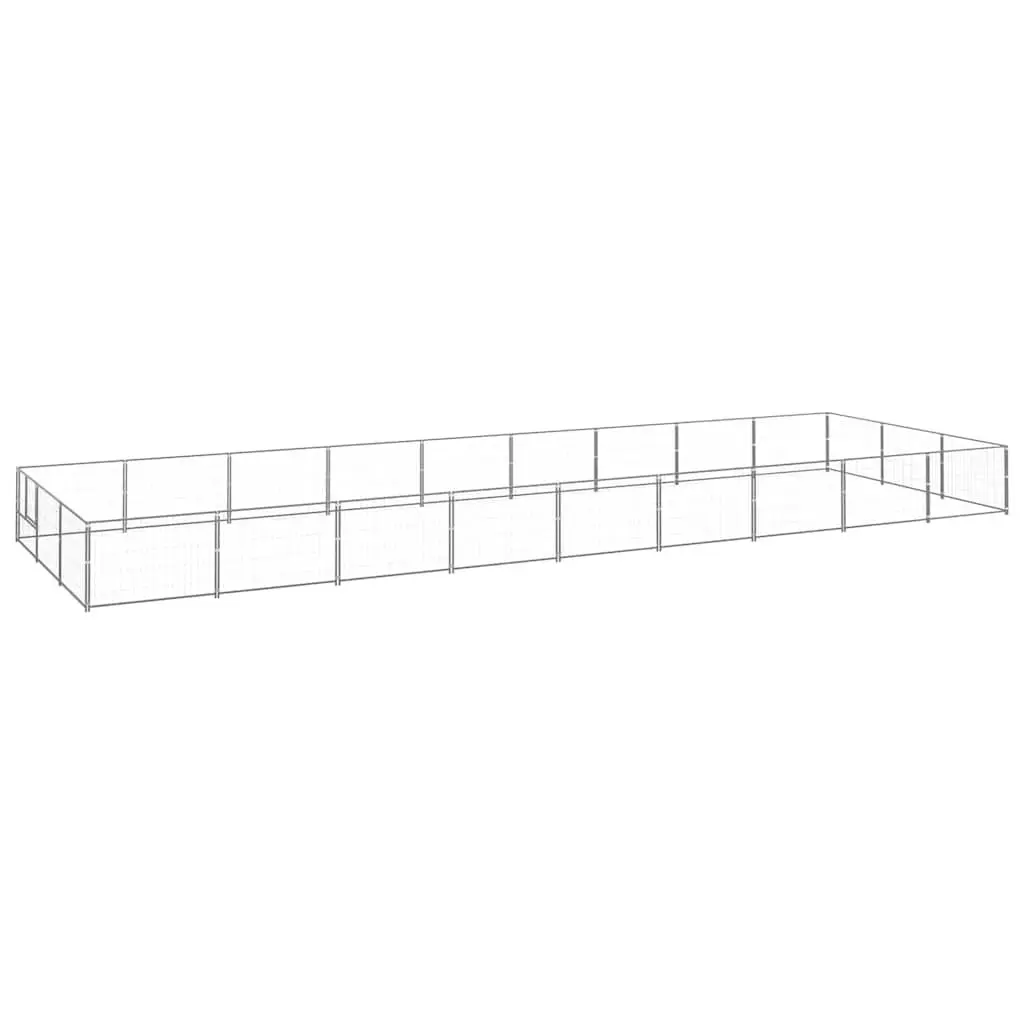 Dog Kennel Outdoor Play Enclosure 27 m² Steel Wire Mesh Exercise Cage Silver