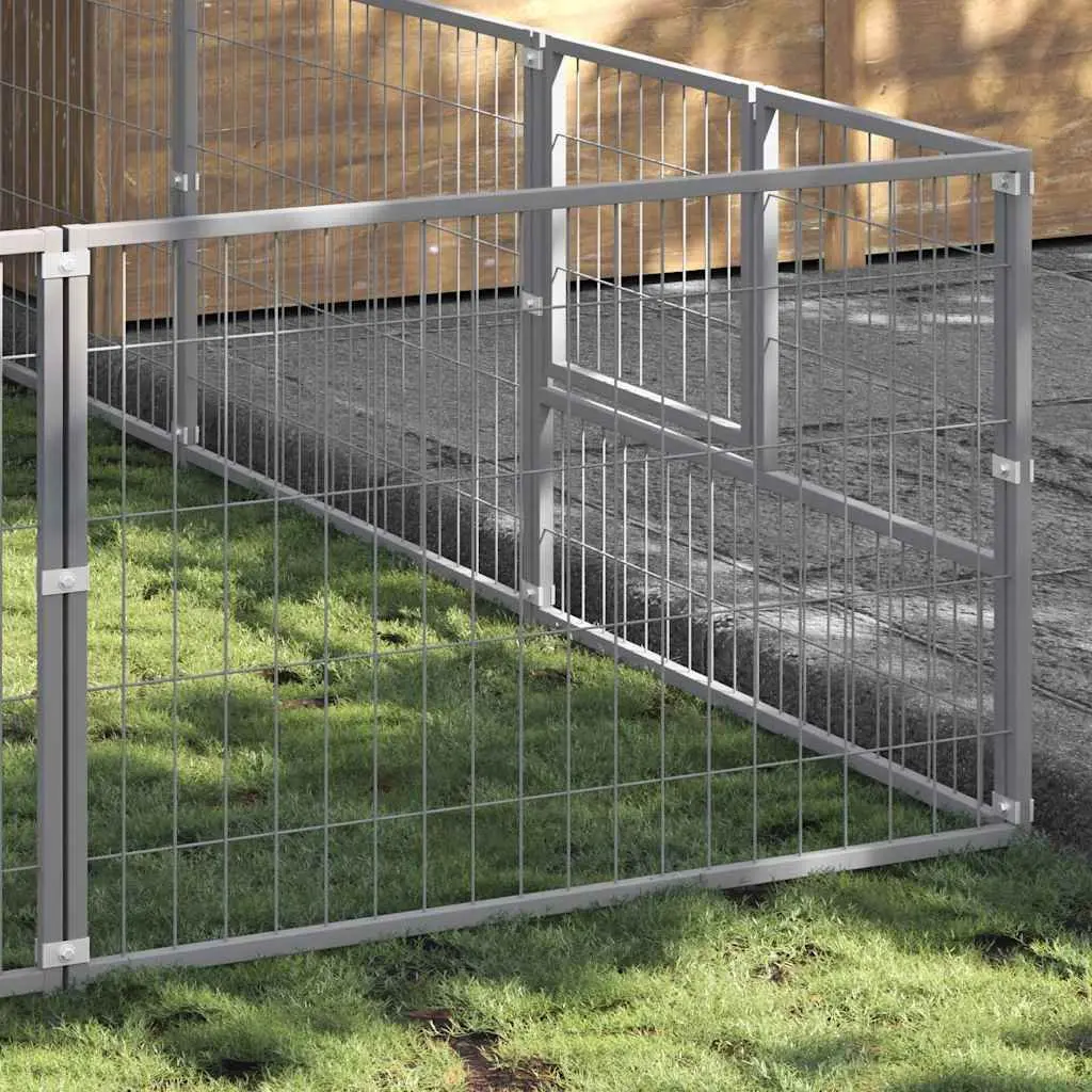 Dog Kennel Outdoor Play Enclosure 27 m² Steel Wire Mesh Exercise Cage Silver