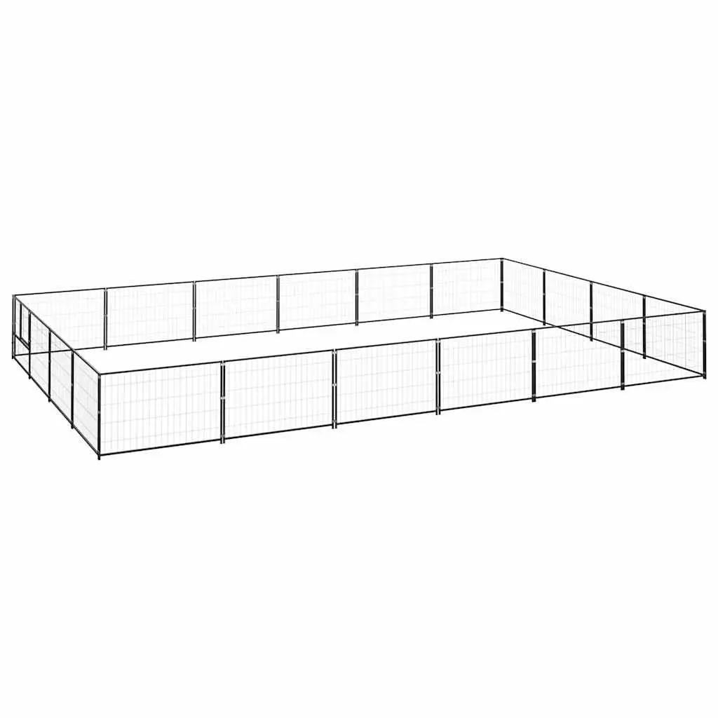 Outdoor Dog Play Enclosure Black Steel Wire Mesh 24 Square Meter Kennel