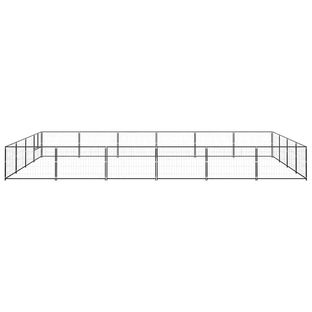 Outdoor Dog Play Enclosure Black Steel Wire Mesh 24 Square Meter Kennel