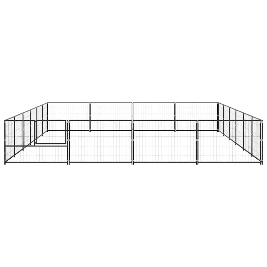 Outdoor Dog Play Enclosure Black Steel Wire Mesh 24 Square Meter Kennel