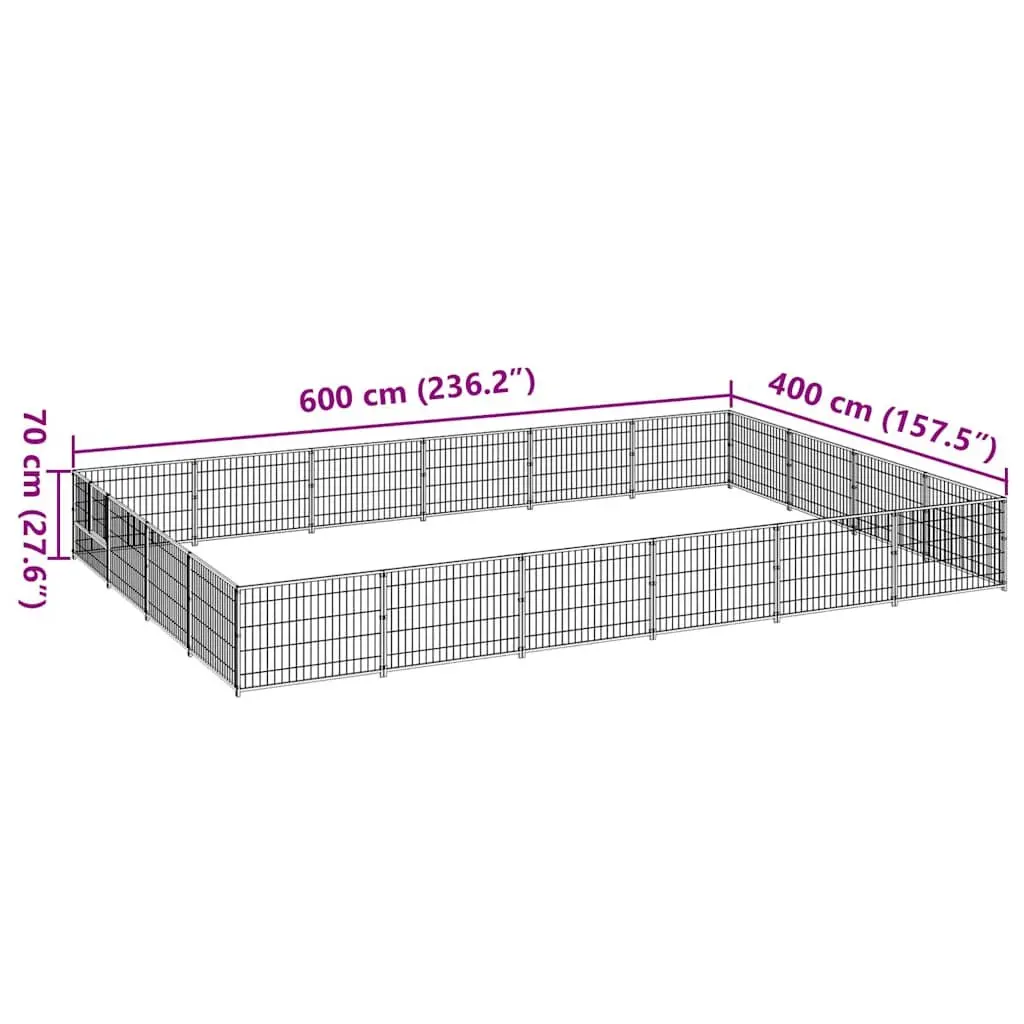 Outdoor Dog Play Enclosure Black Steel Wire Mesh 24 Square Meter Kennel