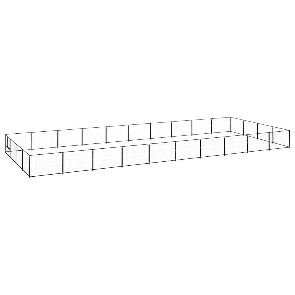 Dog Kennel Outdoor Exercise Run Cage 40m² Steel Wire Mesh Black