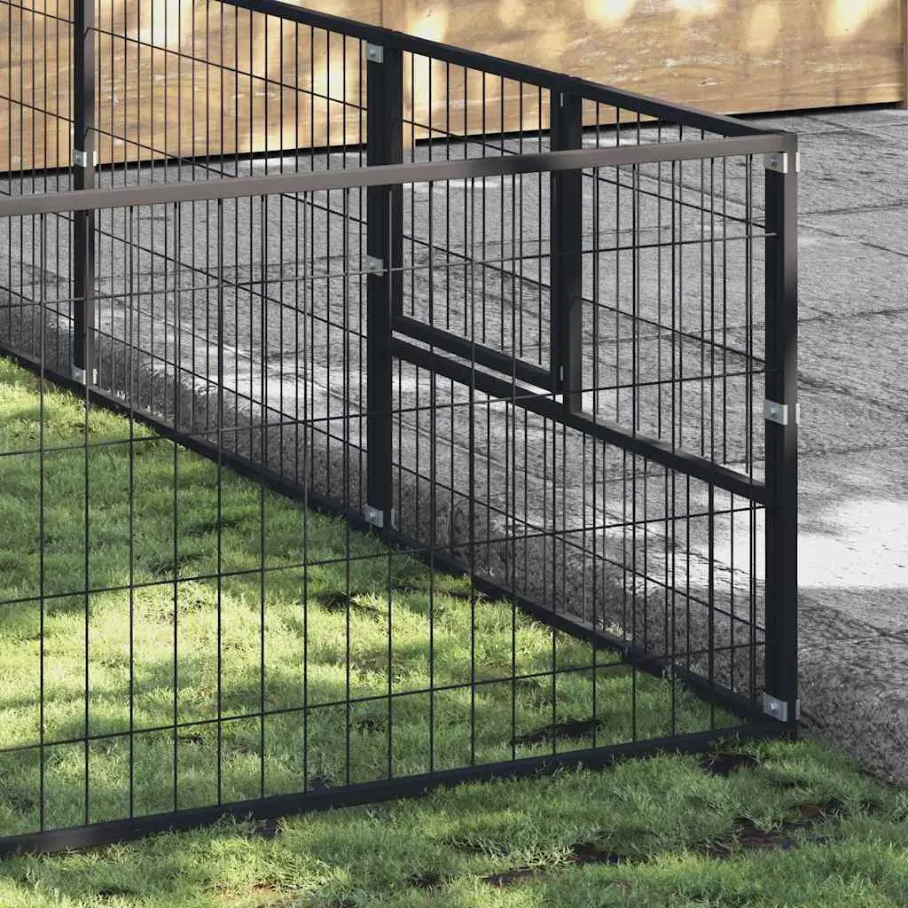 Dog Kennel Outdoor Exercise Run Cage 40m² Steel Wire Mesh Black