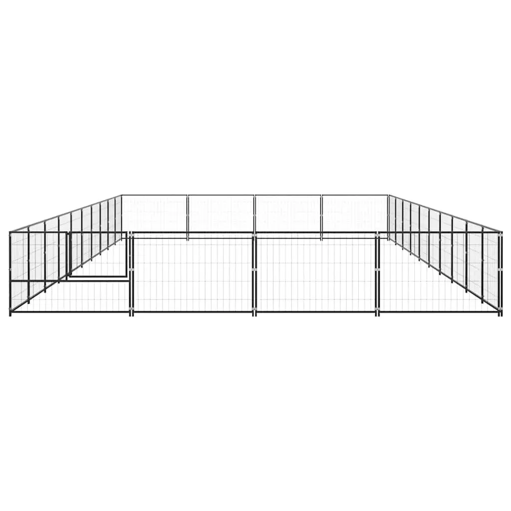Dog Kennel Outdoor Exercise Run Cage 40m² Steel Wire Mesh Black