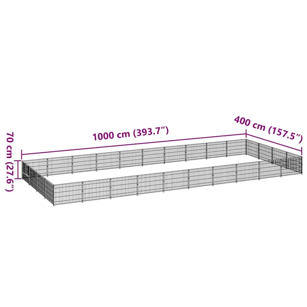 Dog Kennel Outdoor Exercise Run Cage 40m² Steel Wire Mesh Black