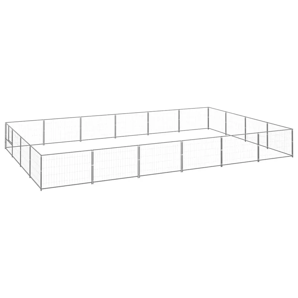 Dog Kennel Outdoor Play Pen Large Steel Silver