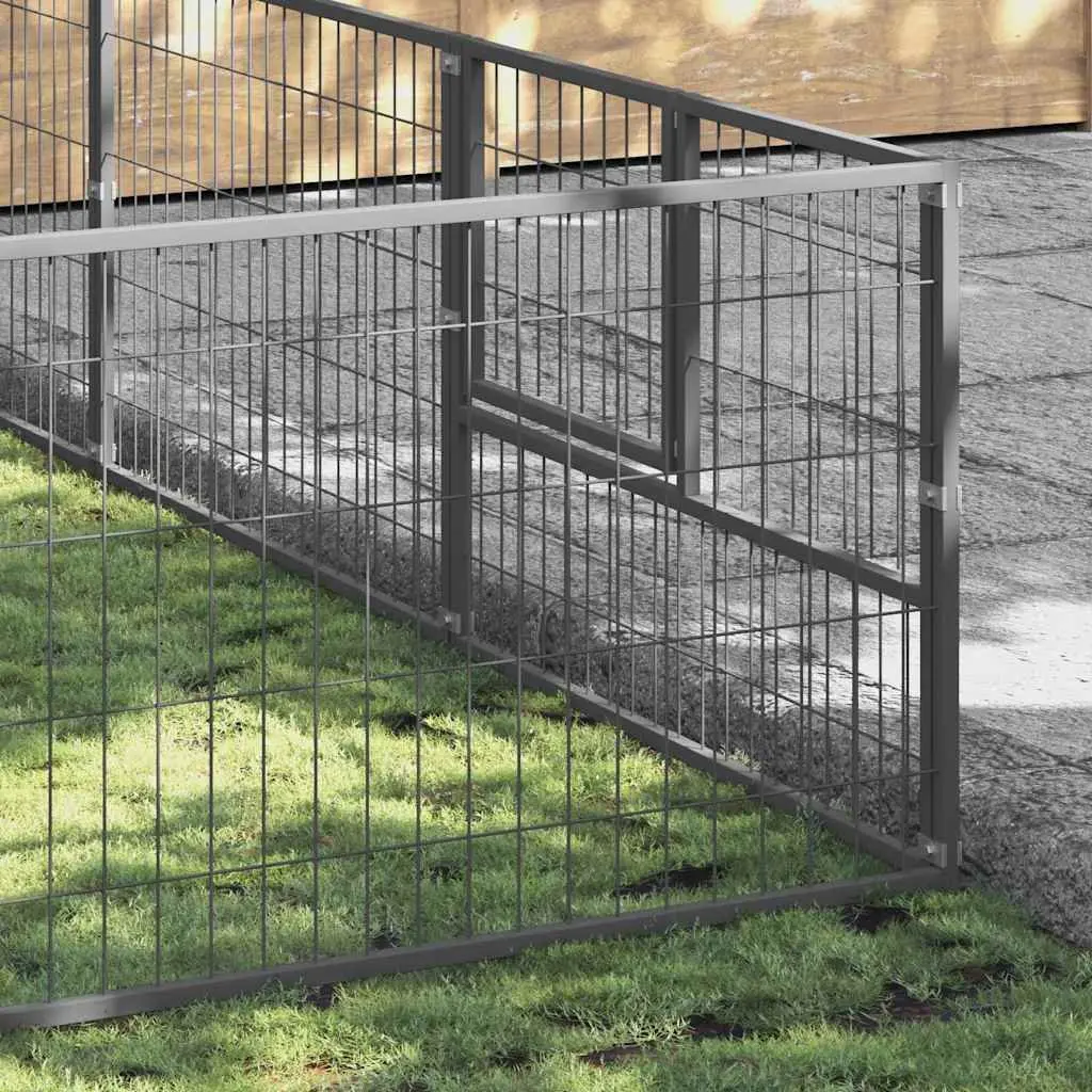 Dog Kennel Outdoor Play Pen Large Steel Silver