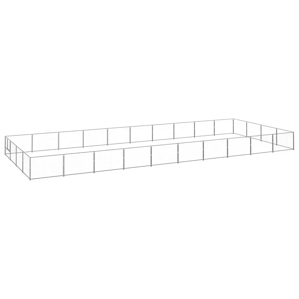 Dog Kennel Outdoor Pet Enclosure 40 m² Steel Wire Mesh Run Exercise Space Silver