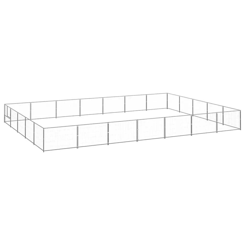 Dog Kennel Outdoor Exercise Enclosure Steel Wire Mesh Lockable Door Silver