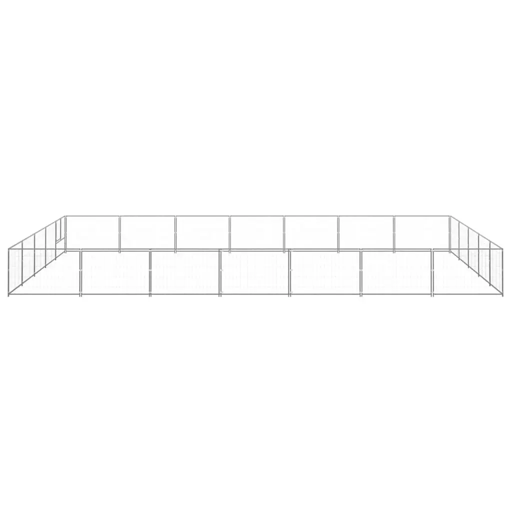 Dog Kennel Outdoor Exercise Enclosure Steel Wire Mesh Lockable Door Silver