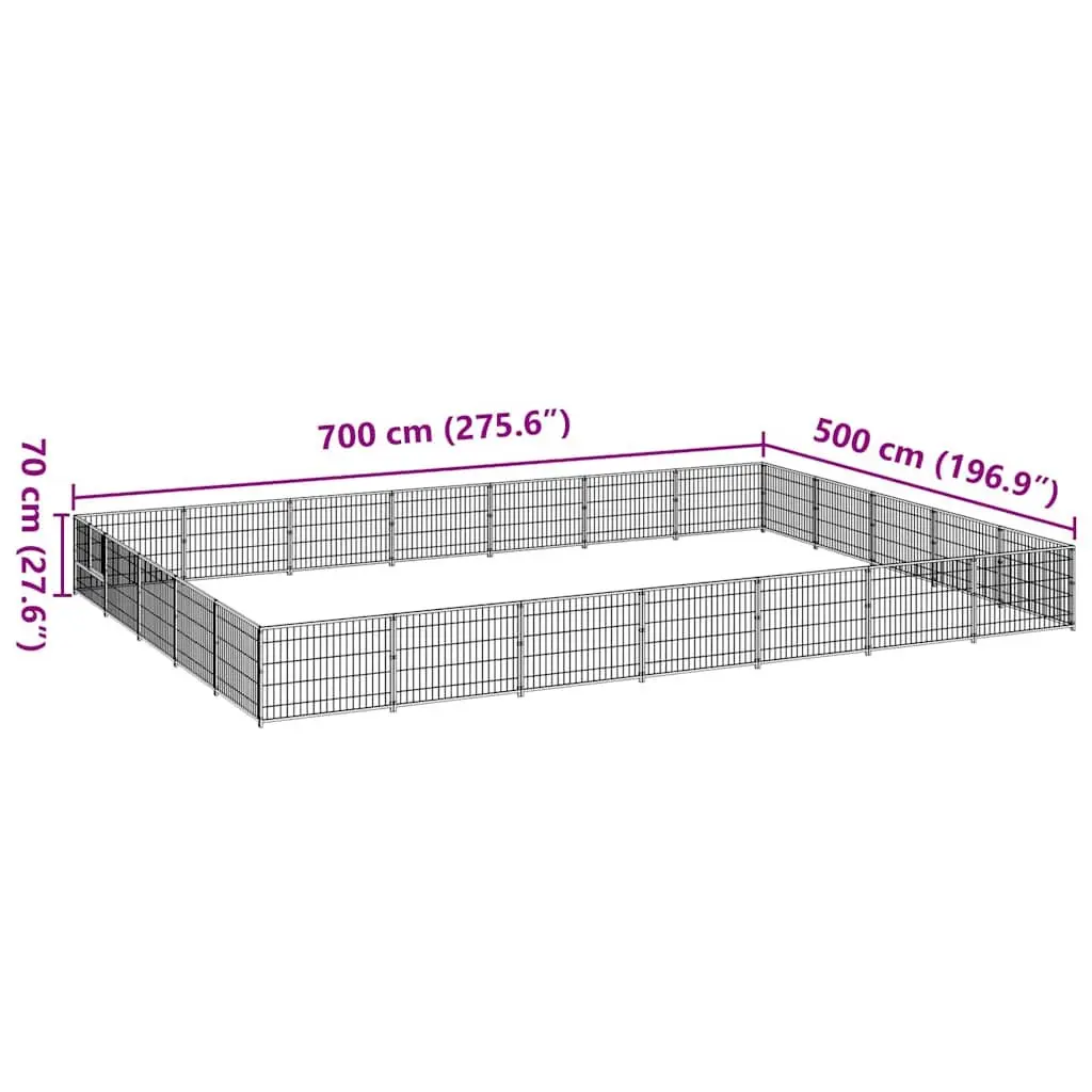 Dog Kennel Outdoor Exercise Enclosure Steel Wire Mesh Lockable Door Silver